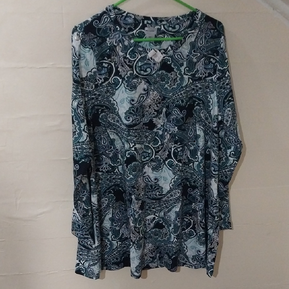 Chico's Blue and White Paisley Blouse